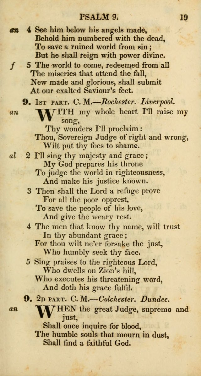 Psalms and Hymns, Adapted to Public Worship: and approved by the General Assembly of the Presbyterian Church in the United States of America: the latter being arranged according to subjects... page 19