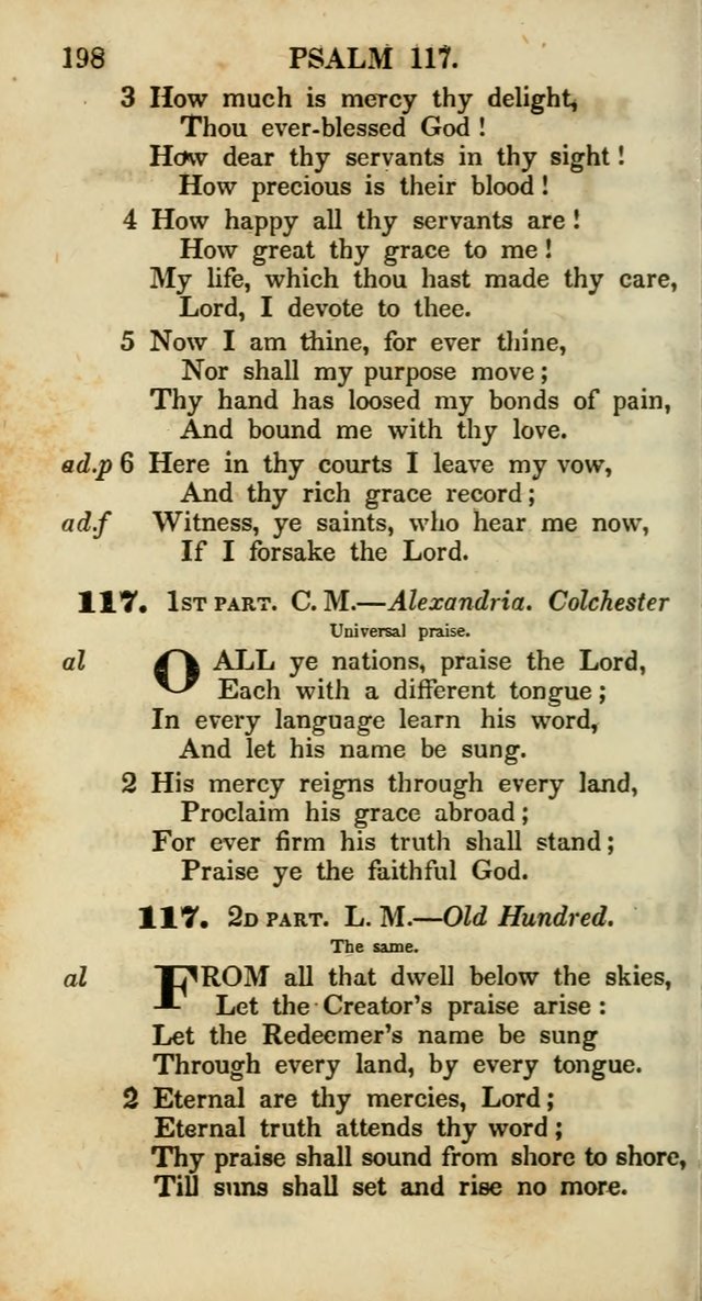 Psalms and Hymns, Adapted to Public Worship: and approved by the General Assembly of the Presbyterian Church in the United States of America: the latter being arranged according to subjects... page 198