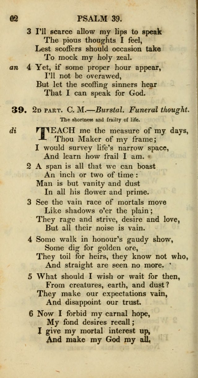 Psalms and Hymns, Adapted to Public Worship: and approved by the General Assembly of the Presbyterian Church in the United States of America: the latter being arranged according to subjects... page 62