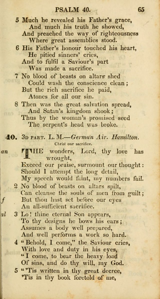 Psalms and Hymns, Adapted to Public Worship: and approved by the General Assembly of the Presbyterian Church in the United States of America: the latter being arranged according to subjects... page 65