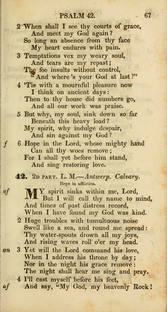 Psalms and Hymns, Adapted to Public Worship: and approved by the General Assembly of the Presbyterian Church in the United States of America: the latter being arranged according to subjects... page 67