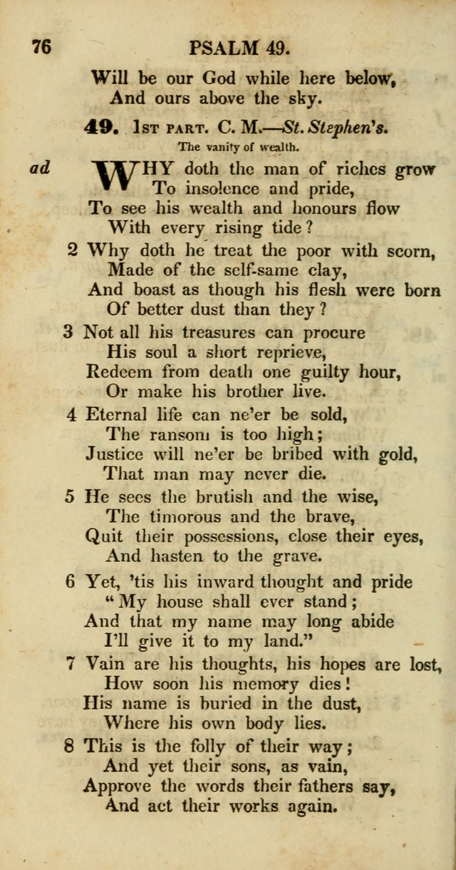 Psalms and Hymns, Adapted to Public Worship: and approved by the General Assembly of the Presbyterian Church in the United States of America: the latter being arranged according to subjects... page 76