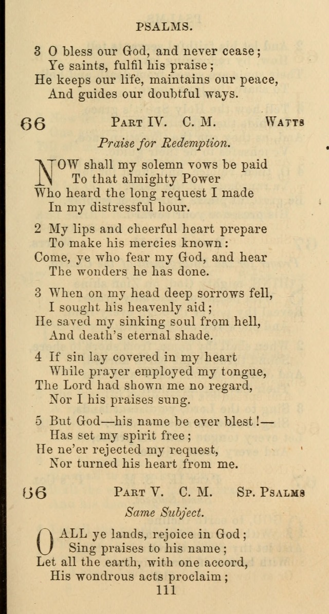 Psalms and Hymns: adapted to social, private and public worship in the Cumberland Presbyterian Chruch page 111