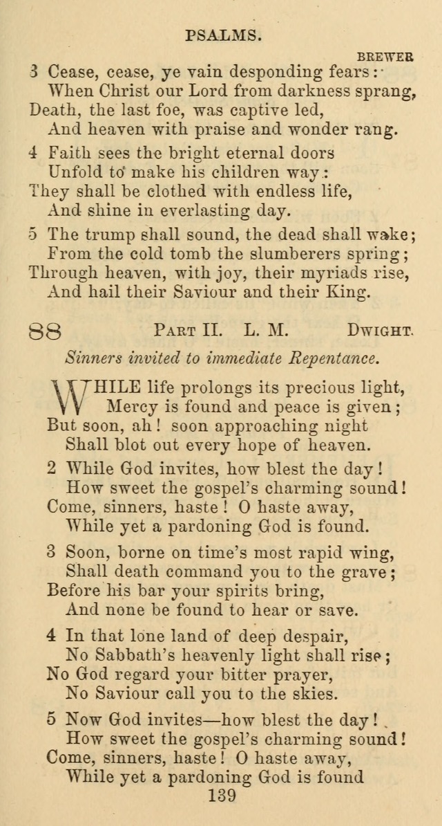 Psalms and Hymns: adapted to social, private and public worship in the Cumberland Presbyterian Chruch page 139