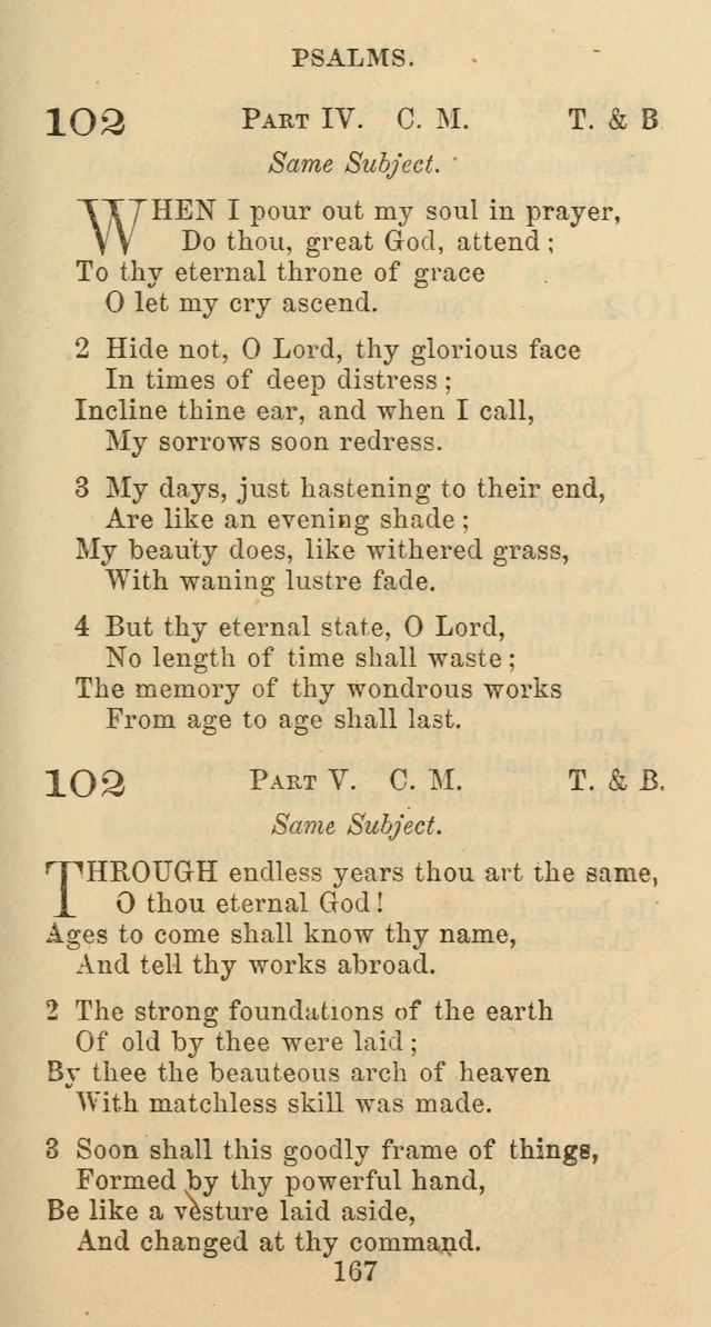 Psalms and Hymns: adapted to social, private and public worship in the Cumberland Presbyterian Chruch page 167