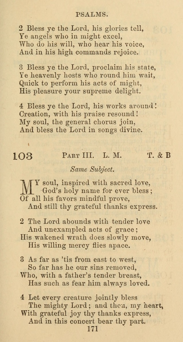 Psalms and Hymns: adapted to social, private and public worship in the Cumberland Presbyterian Chruch page 171