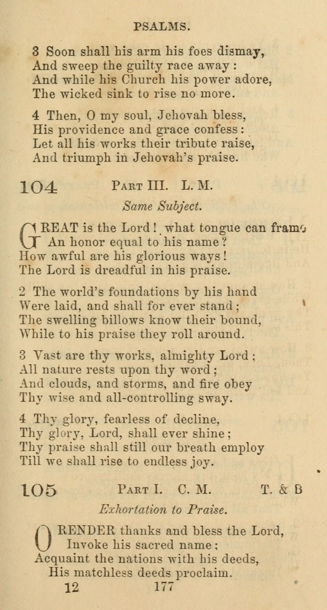 Psalms and Hymns: adapted to social, private and public worship in the Cumberland Presbyterian Chruch page 177