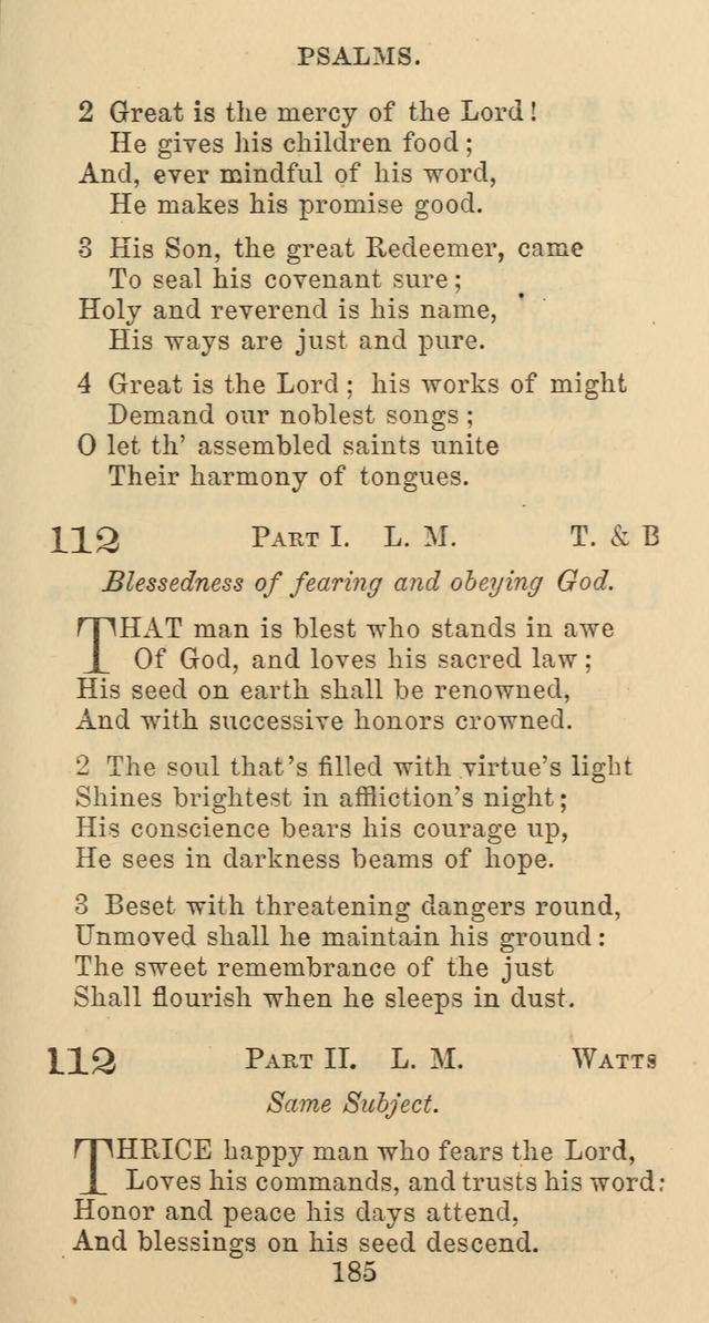 Psalms and Hymns: adapted to social, private and public worship in the Cumberland Presbyterian Chruch page 185