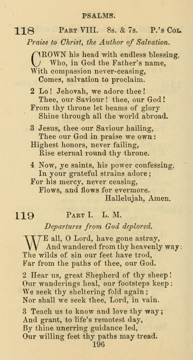 Psalms and Hymns: adapted to social, private and public worship in the Cumberland Presbyterian Chruch page 196