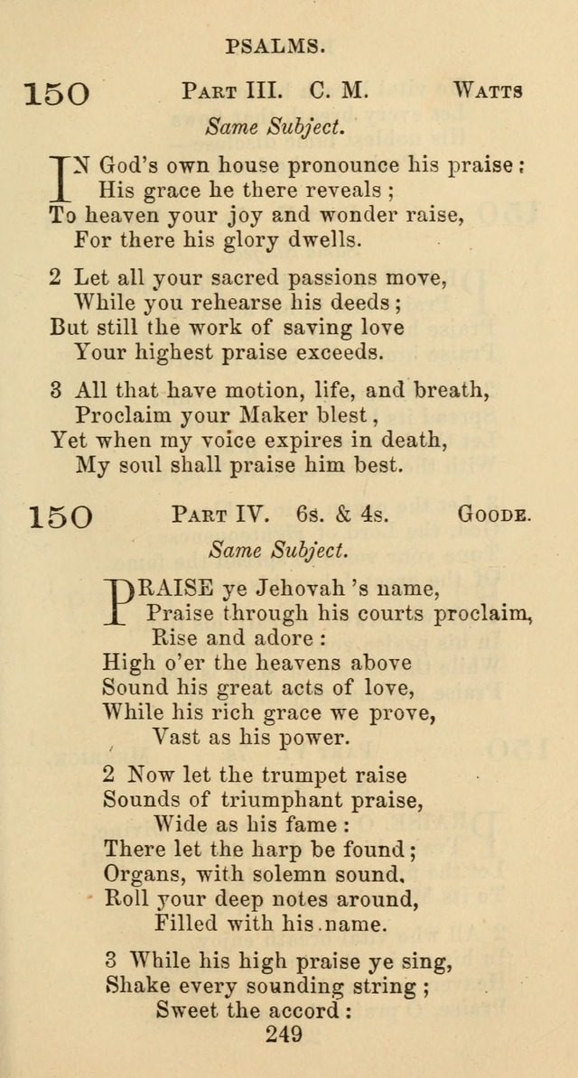 Psalms and Hymns: adapted to social, private and public worship in the Cumberland Presbyterian Chruch page 249