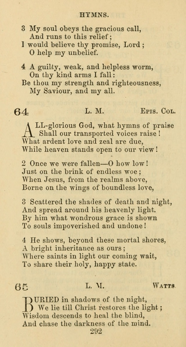 Psalms and Hymns: adapted to social, private and public worship in the Cumberland Presbyterian Chruch page 292