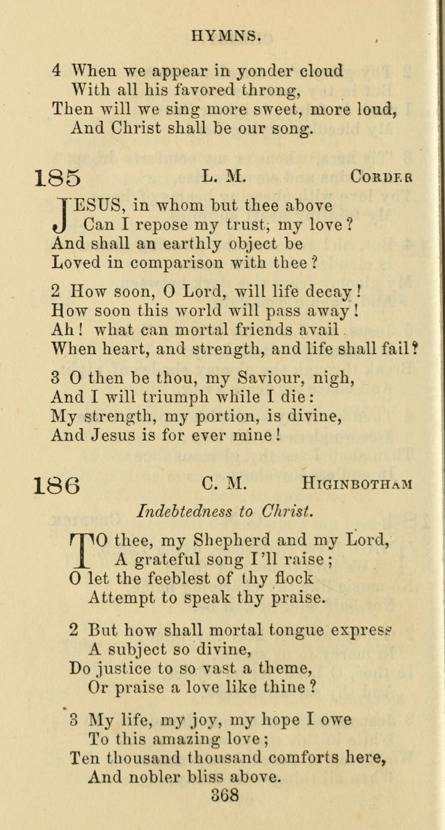 Psalms and Hymns: adapted to social, private and public worship in the Cumberland Presbyterian Chruch page 368