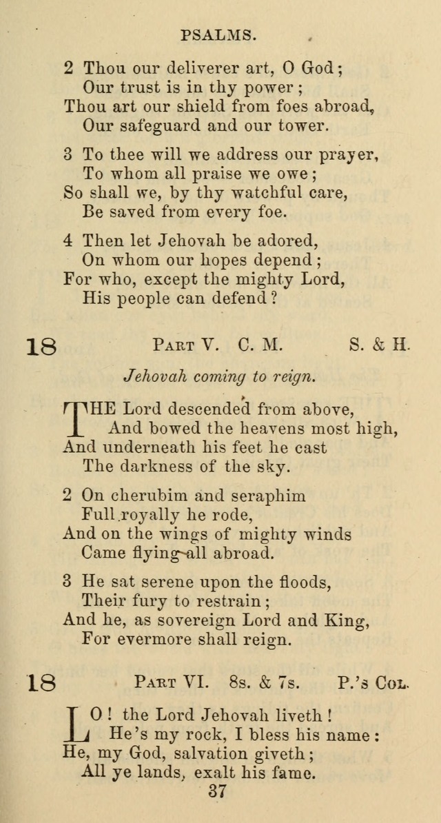 Psalms and Hymns: adapted to social, private and public worship in the Cumberland Presbyterian Chruch page 37