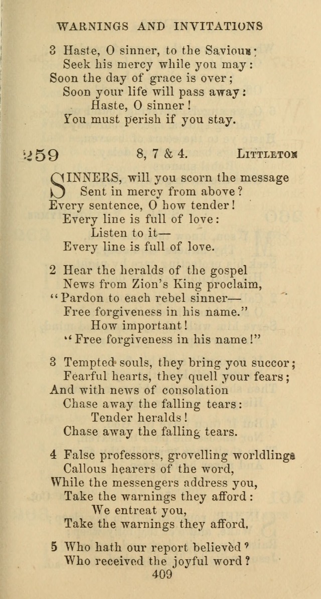 Psalms and Hymns: adapted to social, private and public worship in the Cumberland Presbyterian Chruch page 409