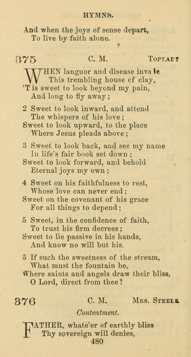 Psalms and Hymns: adapted to social, private and public worship in the Cumberland Presbyterian Chruch page 480