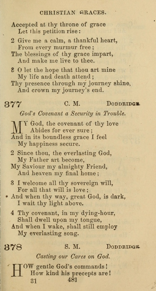 Psalms and Hymns: adapted to social, private and public worship in the Cumberland Presbyterian Chruch page 481