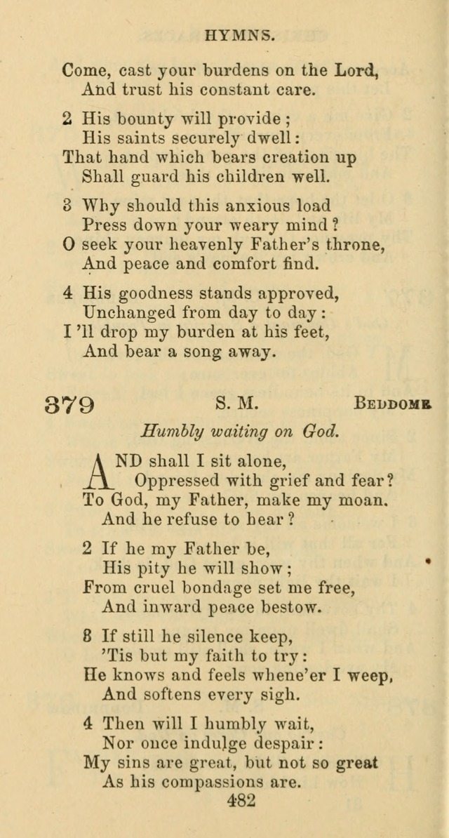 Psalms and Hymns: adapted to social, private and public worship in the Cumberland Presbyterian Chruch page 482