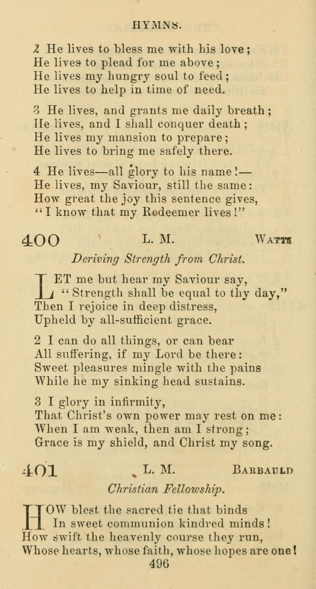 Psalms and Hymns: adapted to social, private and public worship in the Cumberland Presbyterian Chruch page 496