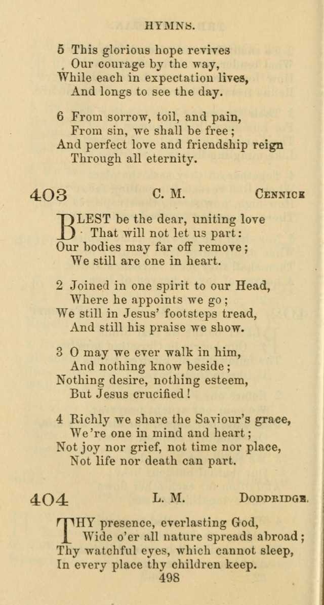 Psalms and Hymns: adapted to social, private and public worship in the Cumberland Presbyterian Chruch page 498