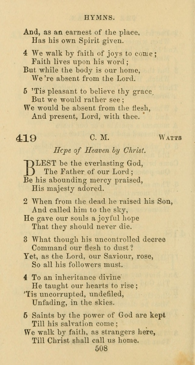 Psalms and Hymns: adapted to social, private and public worship in the Cumberland Presbyterian Chruch page 508