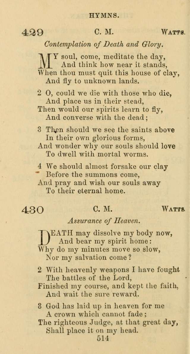 Psalms and Hymns: adapted to social, private and public worship in the Cumberland Presbyterian Chruch page 514