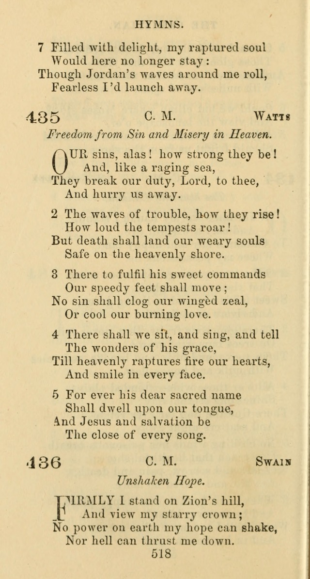 Psalms and Hymns: adapted to social, private and public worship in the Cumberland Presbyterian Chruch page 518