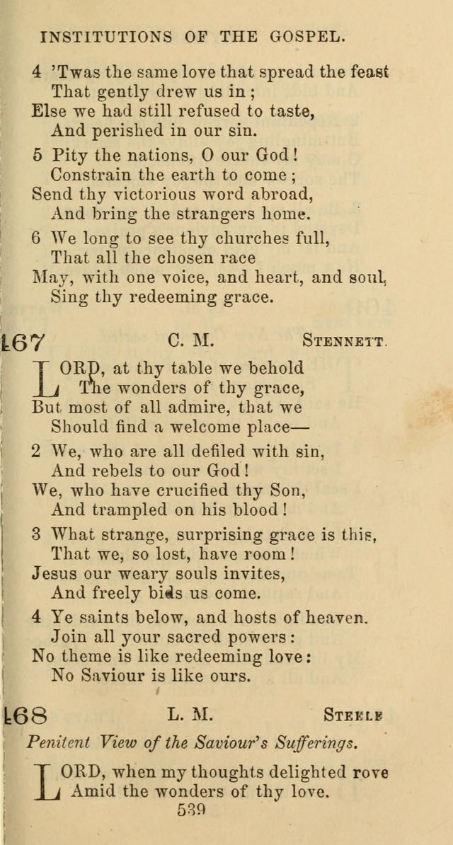 Psalms and Hymns: adapted to social, private and public worship in the Cumberland Presbyterian Chruch page 539