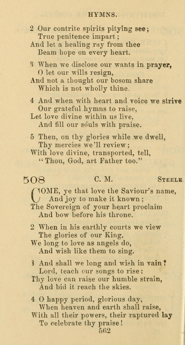 Psalms and Hymns: adapted to social, private and public worship in the Cumberland Presbyterian Chruch page 562