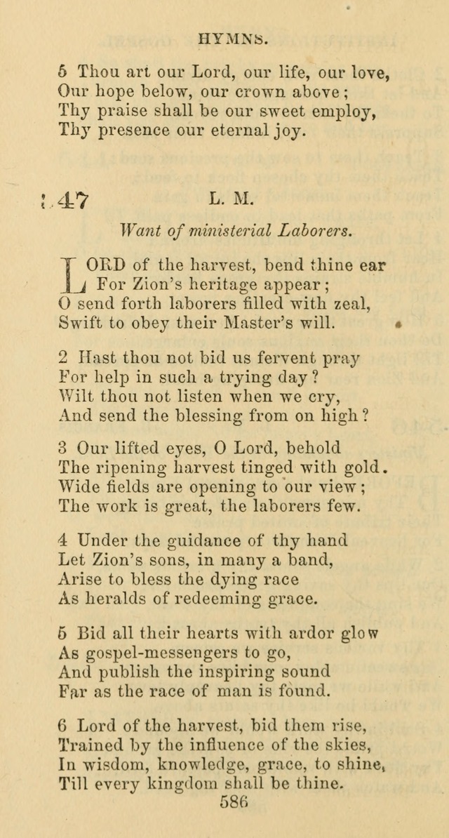 Psalms and Hymns: adapted to social, private and public worship in the Cumberland Presbyterian Chruch page 586