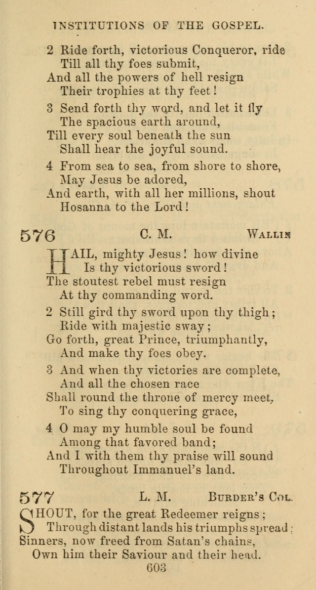 Psalms and Hymns: adapted to social, private and public worship in the Cumberland Presbyterian Chruch page 603