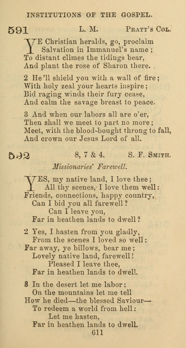 Psalms and Hymns: adapted to social, private and public worship in the Cumberland Presbyterian Chruch page 611