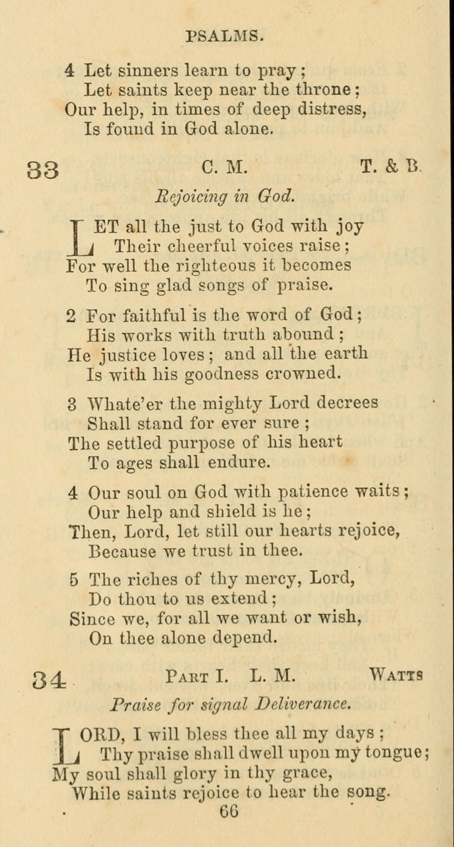 Psalms and Hymns: adapted to social, private and public worship in the Cumberland Presbyterian Chruch page 66