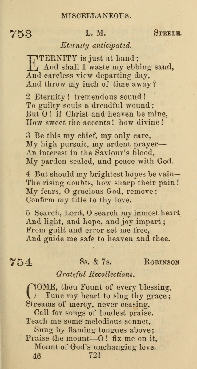 Psalms and Hymns: adapted to social, private and public worship in the Cumberland Presbyterian Chruch page 721