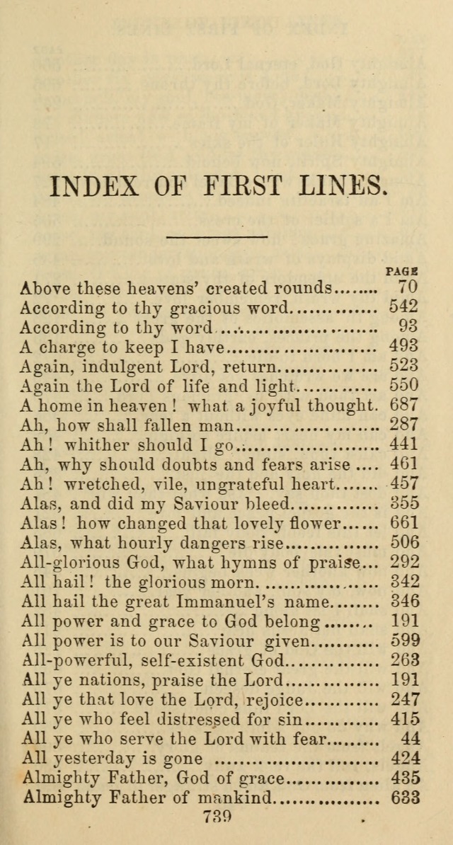 Psalms and Hymns: adapted to social, private and public worship in the Cumberland Presbyterian Chruch page 739