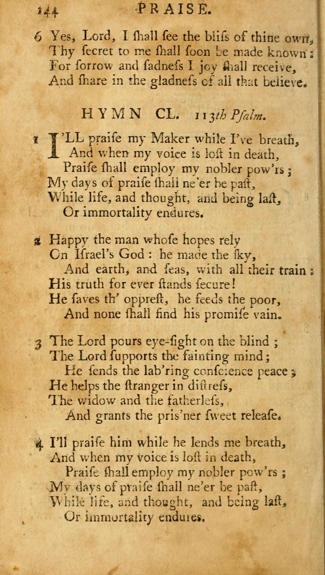 A Pocket hymn-book, designed as a constant companion for the pious: collected from various authors (11th ed.) page 144