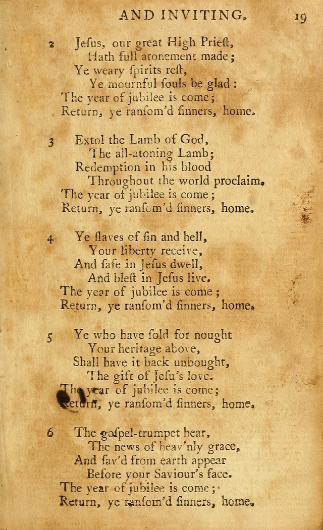 A Pocket hymn-book, designed as a constant companion for the pious: collected from various authors (11th ed.) page 19