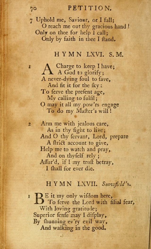 A Pocket hymn-book, designed as a constant companion for the pious: collected from various authors (11th ed.) page 70