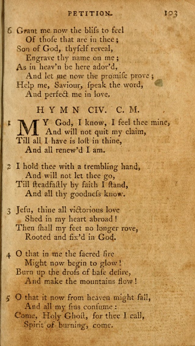 A Pocket Hymn Book, Designed as a Constant Companion for the Pious,  Collected from Various Authors. 28th ed. page 103