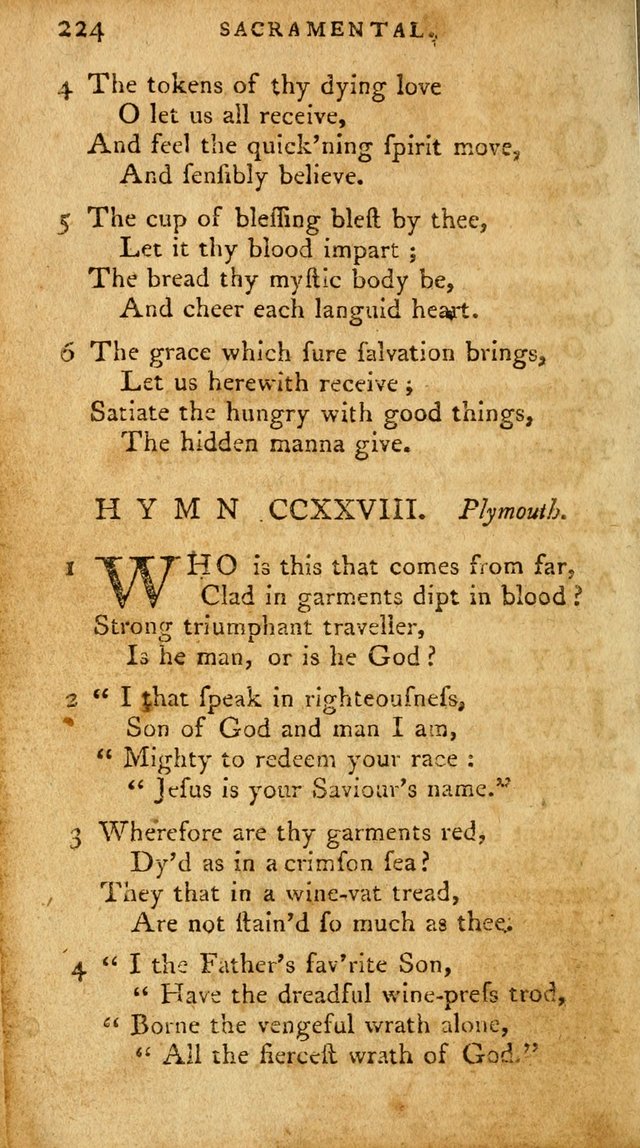 A Pocket Hymn Book, Designed as a Constant Companion for the Pious,  Collected from Various Authors. 28th ed. page 224