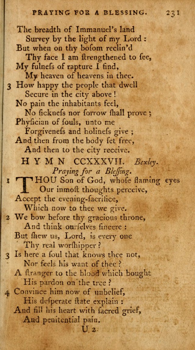 A Pocket Hymn Book, Designed as a Constant Companion for the Pious,  Collected from Various Authors. 28th ed. page 231