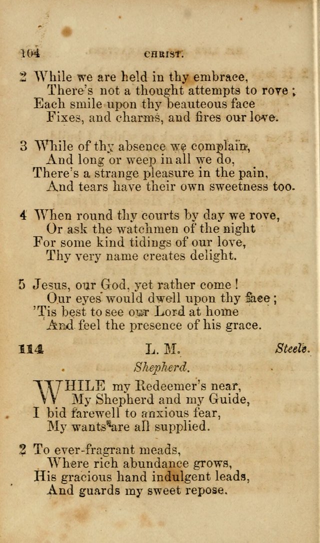 Pocket Hymns: original and selected. designed for the use of the regular Baptist church, and all who love our Lord Jesus Christ page 104