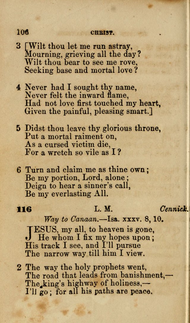 Pocket Hymns: original and selected. designed for the use of the regular Baptist church, and all who love our Lord Jesus Christ page 106