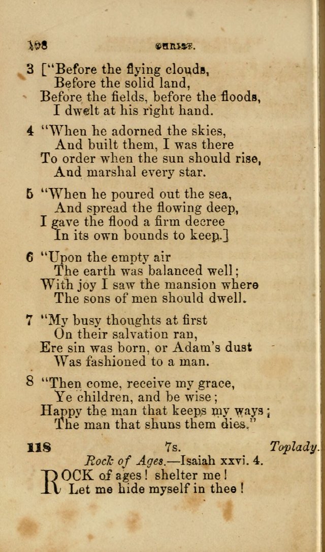 Pocket Hymns: original and selected. designed for the use of the regular Baptist church, and all who love our Lord Jesus Christ page 108