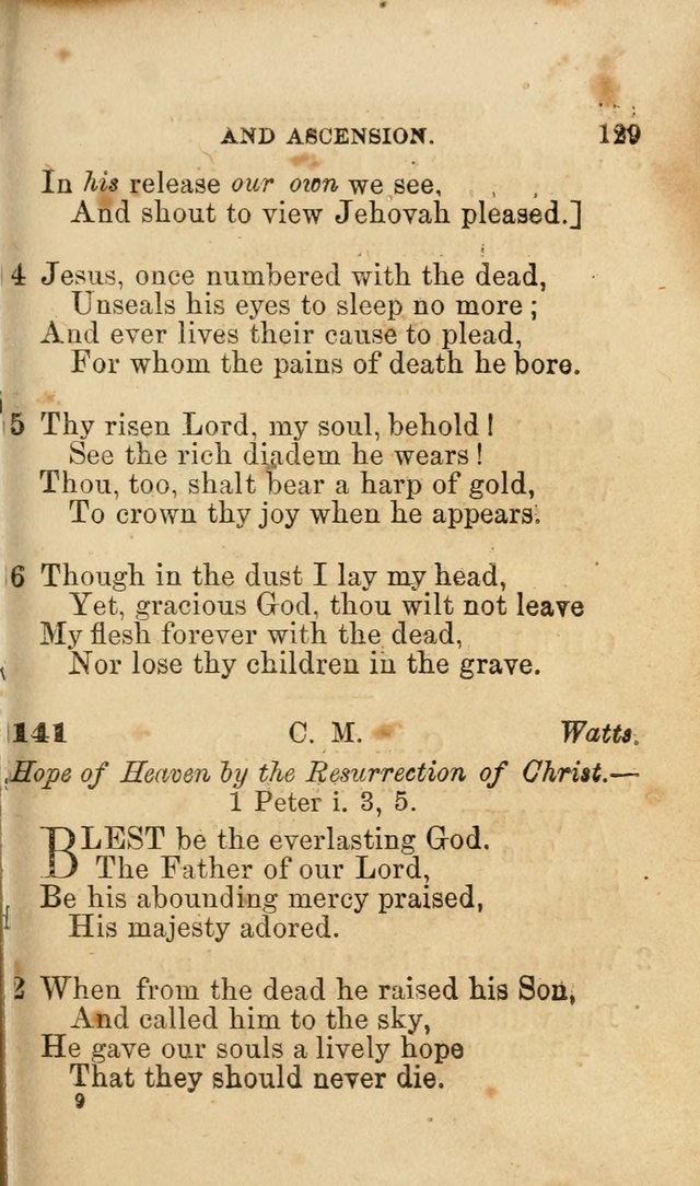 Pocket Hymns: original and selected. designed for the use of the regular Baptist church, and all who love our Lord Jesus Christ page 129