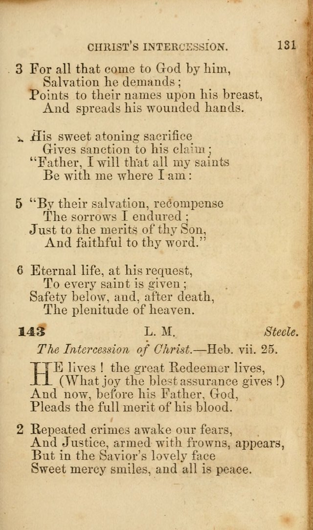 Pocket Hymns: original and selected. designed for the use of the regular Baptist church, and all who love our Lord Jesus Christ page 131