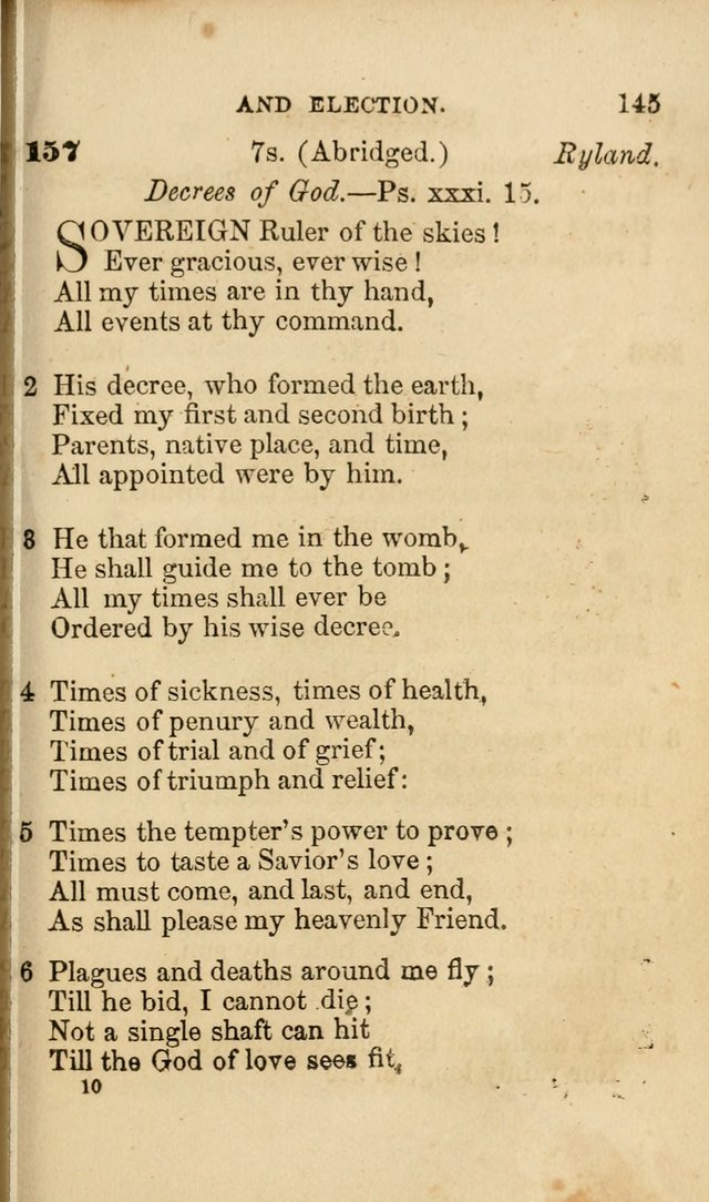 Pocket Hymns: original and selected. designed for the use of the regular Baptist church, and all who love our Lord Jesus Christ page 145