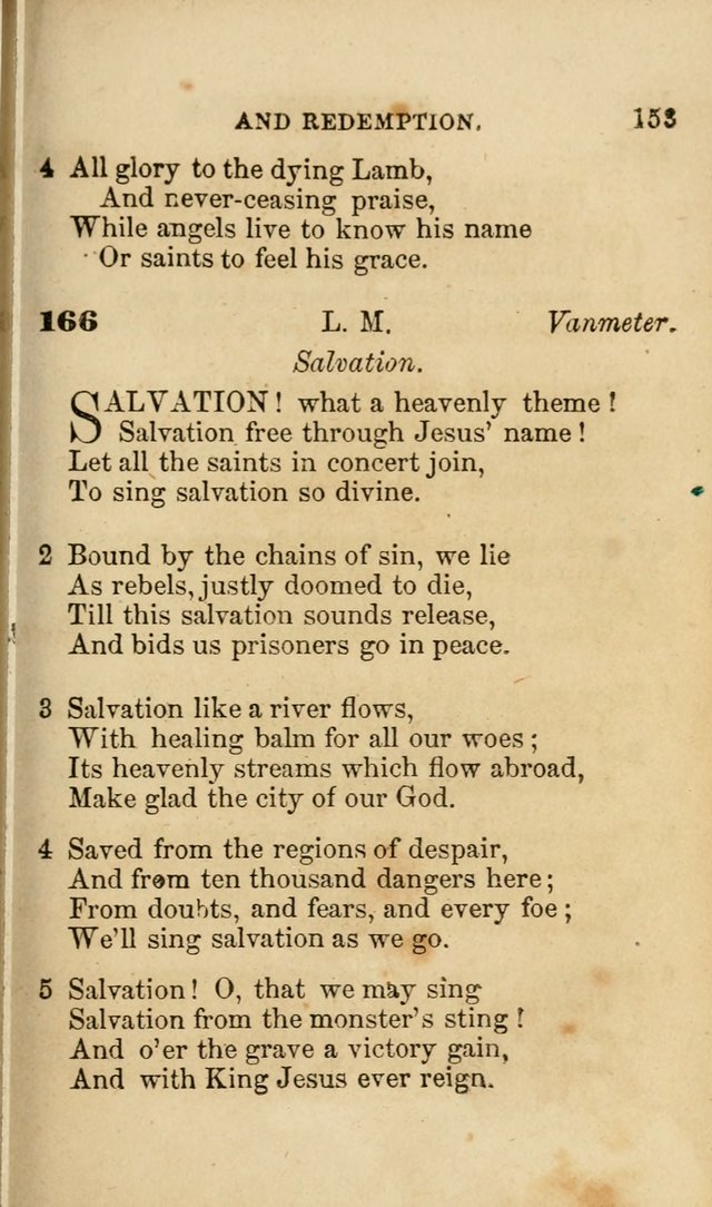 Pocket Hymns: original and selected. designed for the use of the regular Baptist church, and all who love our Lord Jesus Christ page 153