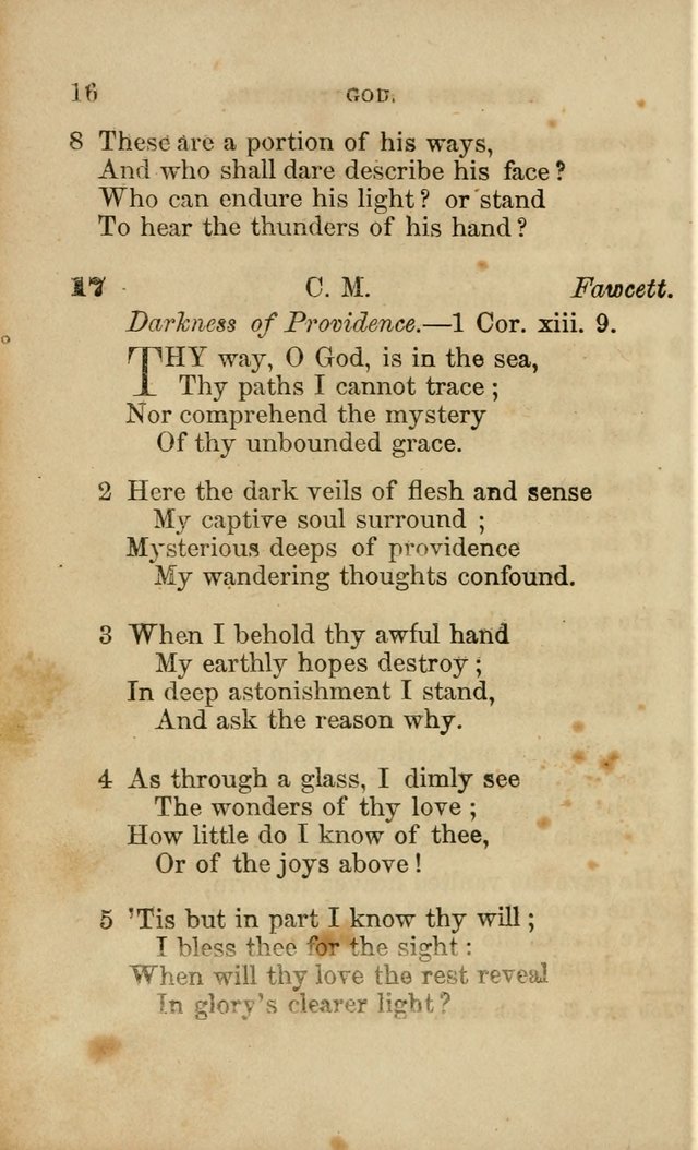 Pocket Hymns: original and selected. designed for the use of the regular Baptist church, and all who love our Lord Jesus Christ page 16