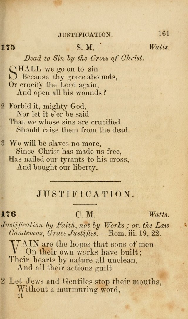 Pocket Hymns: original and selected. designed for the use of the regular Baptist church, and all who love our Lord Jesus Christ page 161