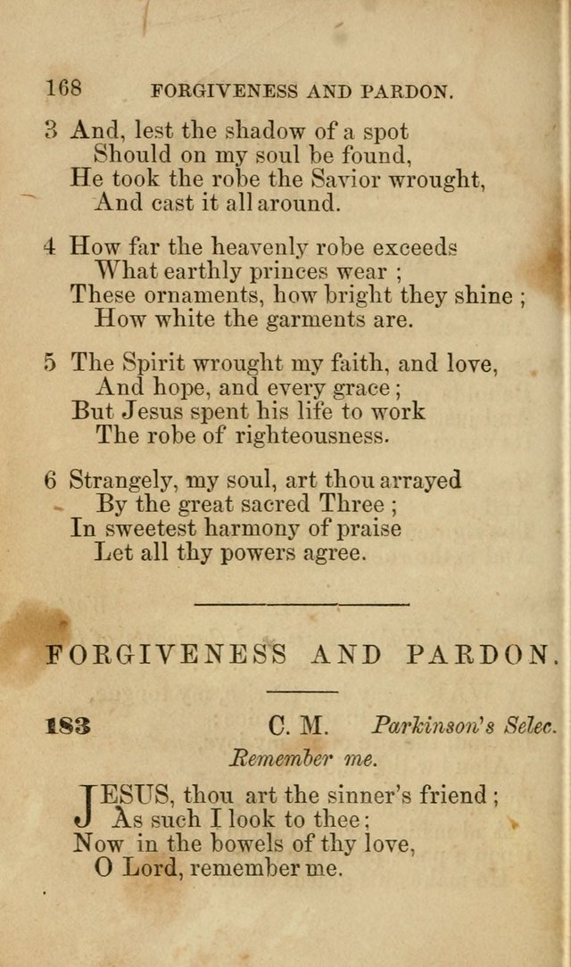 Pocket Hymns: original and selected. designed for the use of the regular Baptist church, and all who love our Lord Jesus Christ page 168